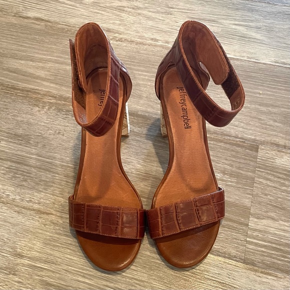 ❌SOLD❌ Jeffrey Campbell Lindsay Heel Sandal in Brown Croc & Zig Zag Size 6.5 - Picture 5 of 10